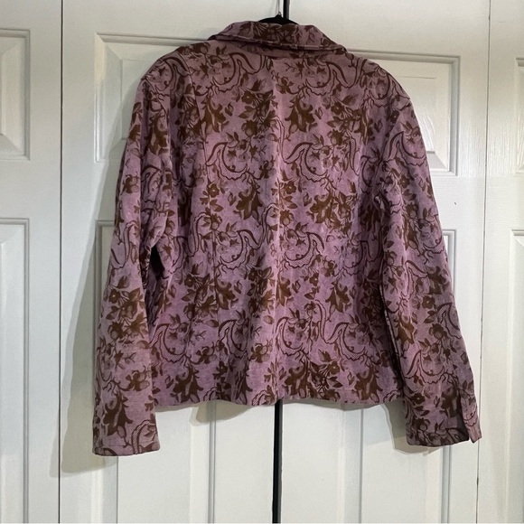 CMC Color Me Cotton Pink Brown Floral Jacquard Short Blazer Jacket Size XL Flaw - Picture 4 of 9